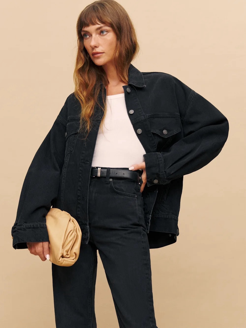 Black Oversized Denim Jacket - Women